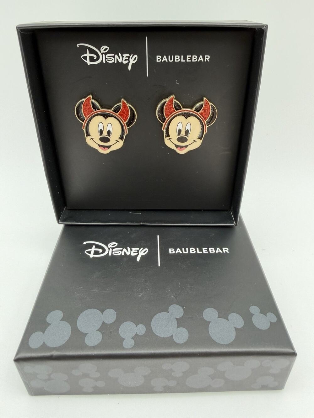 Disney x Baublebar Mickey Mouse Red Devil Horns Enamel Stud Earrings Halloween